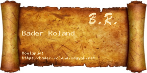 Bader Roland névjegykártya